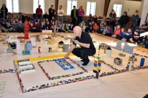Stephen Schwartz gives a “tour” of the Old City of Jerusalem built out of Legos. Photos by Kevin S. Nash K.S.N. Images, Inc.