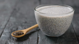 glass bowl with chia pudding