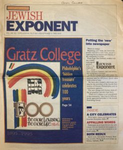 A Jewish Exponent front page has a large graphic on its left side 