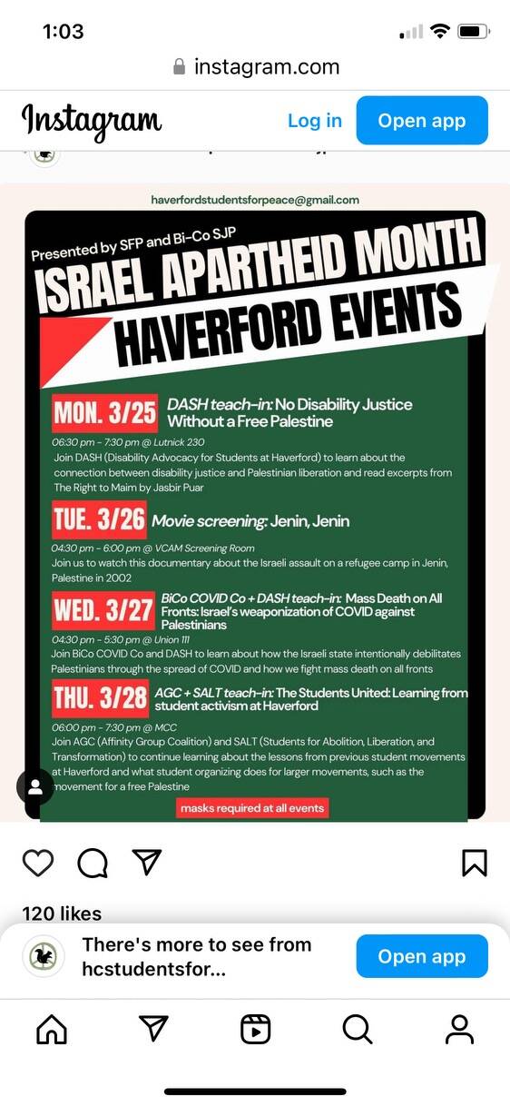 Haverford College Allows Event Blaming Israel for Using COVID as 'Tool for  Settler Colonialism' - Jewish Exponent