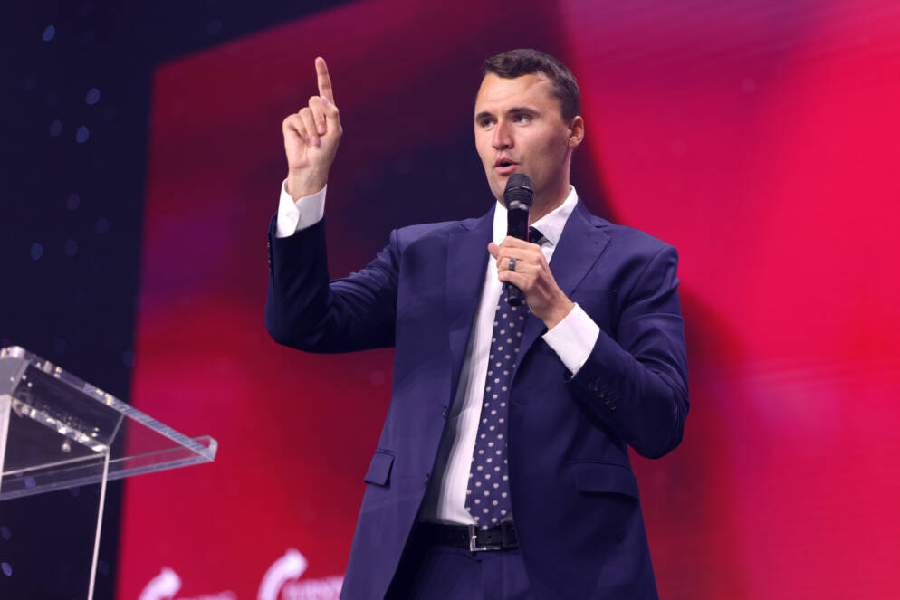 A man holding a microphone.